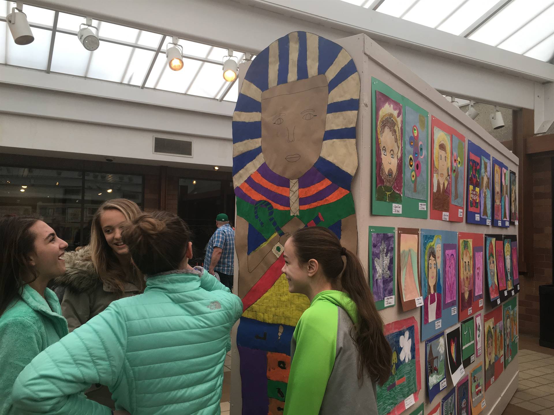 Students viewing art