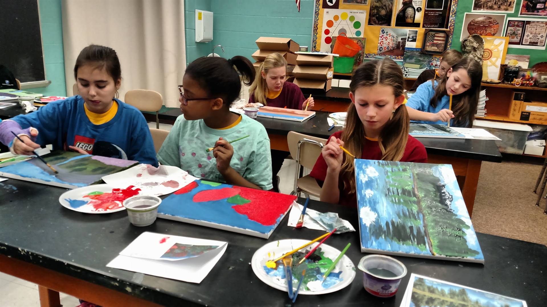 Students painting