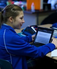 student on computer